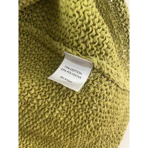 Medium J. Jill V-Neck 3/4 Sleeve Cotton Chartreuse Green Sweater Minimalist Cozy - Picture 4 of 8